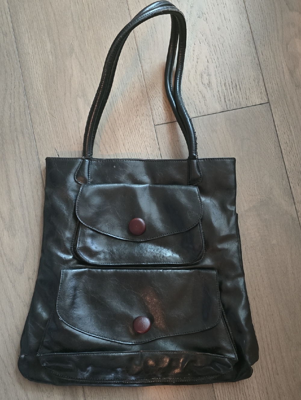 Classic Black Women's Tote Bag with Front Pockets